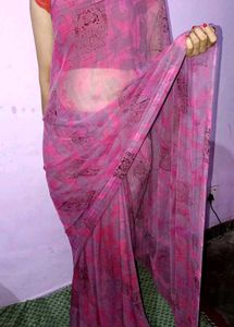 Pink Printed Saree