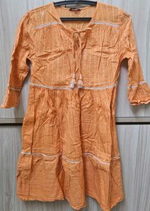 Orange Woven A Line Bohemian Dress