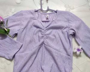 Lavender Ruched Long Sleeve Top