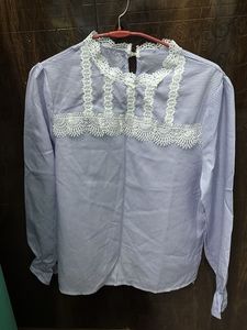 Lavender Check Top With Lace