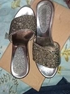 Silver Embalished Heel Wedges