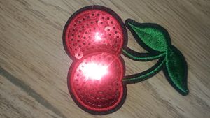 Iron On Applique/Patch- Sequined Red Cherry