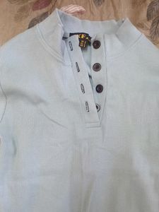 Light Blue Ribbed Polo Shirt