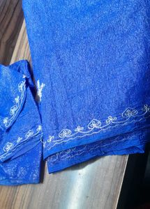 Shimmery Blue Saree With Blouse