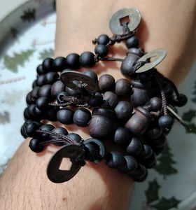 Set of 5 Black Wooden Beaded Bracelets