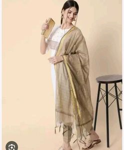 Cotton Blend Sequence Kurta Pant Dupatta Set For W