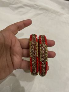 Red & Gold Embellished Bangles