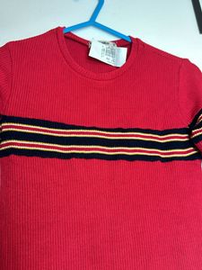 Semi Woolen Red Stretchable Dress
