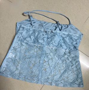 blue mesh korean top