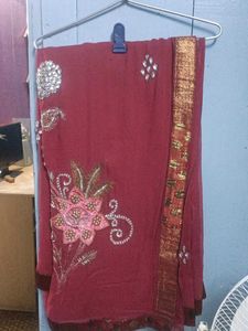 Maroon Colour Sari Hardly Wear
