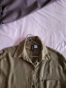 H&amp;M Oversized Linen Blend Brown Shirt /XS