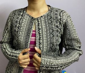 Patterned Open Front Jacket