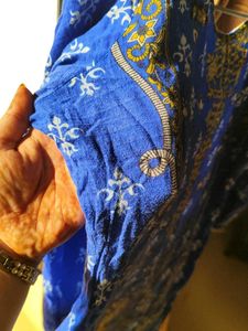 Pakistani Blue &amp; Yellow Printed Duppatta Kameez