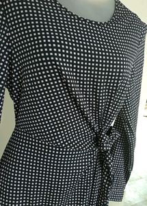 Checkered A Line Tie Knot Dress