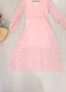 Baby Pink Formal Office Long Dress