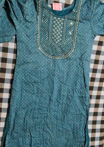 Teal Embellished Kurta Set