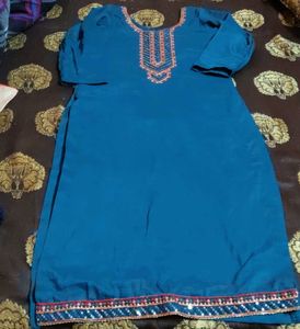 Teal Embroidered Kurta