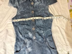 Denim Mini Dress with Rhinestones