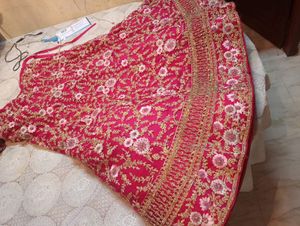 Cherry Pink Heavy Handworked Lahenga