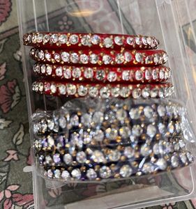 Sparkling Bangle Set BLUE AND RED