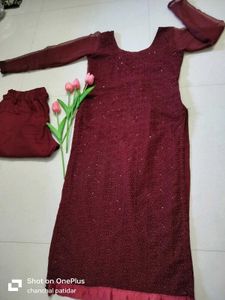 Chikankari Long Kurta Pant Set