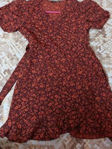 Tokyo Talkies Women Wrap Brown Orange Dress