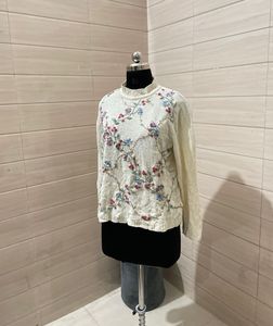 Vintage Cottagecore Sweater Petite Large Cream Che