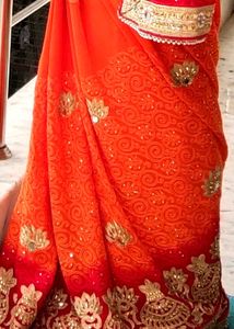 Elegant Red &amp; Orange Saree