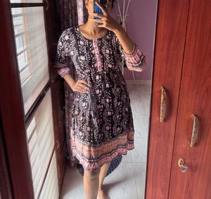 black Floral Print Dress