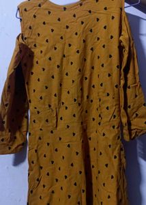 Mustard Yellow Heart Print Dress