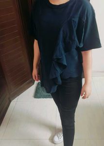 Luckychouette Women Cotton Ruffle Casual Tshirt