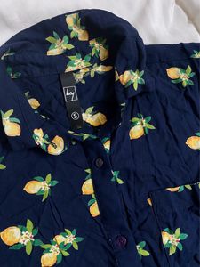 Y2K Beach Tie Up Button Crop Top
