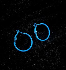 Neon Yellow and Blue Hoop Earrings