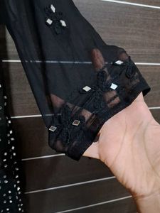 Mesh Black Long Kurti.