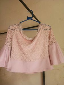 off shoulder pink top