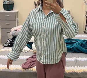 Green Striped Formal Shirt