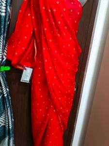 Red Stone Work Saree