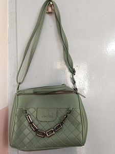 Light Green Quilted Chain Bag