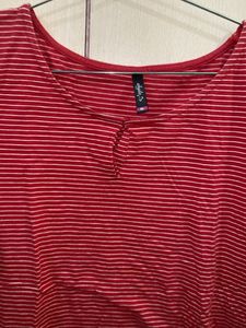 Shyla Red Top White Strips Size Xl