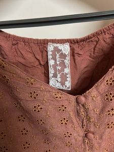 Cute Brown Eyelet Top