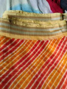 Orange Striped Dress Material