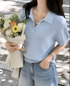 New with tag Pinterest Korean Cute Blue Polo Top