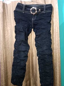 Ruched Detail Denim Jeans