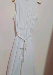 White Cut Sleeves Long Dress For Girl Or Woman