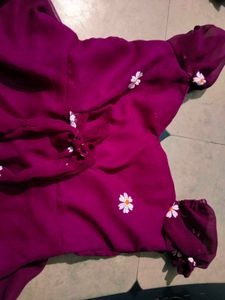 Maroon Floral Detail Top