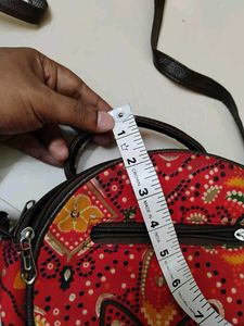 Red Kalamkari Printed Handbag