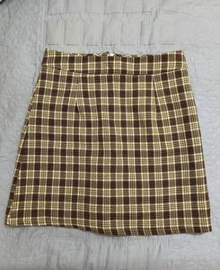 Brown Plaid Mini Skirt