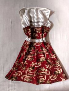 crimson red-white floral mini summer dress 🍒