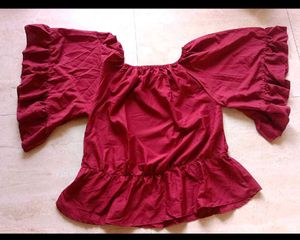 Maroon Ruffle Sleeve Top