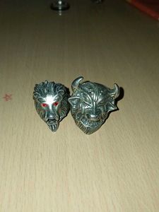 set of 2 animal face rings